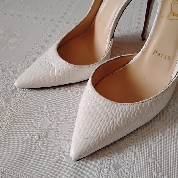 Christian Louboutin Iriza 100 Calfskin Jurassic Bianco (White), 85mm, Size 38 - Picture 9 of 12